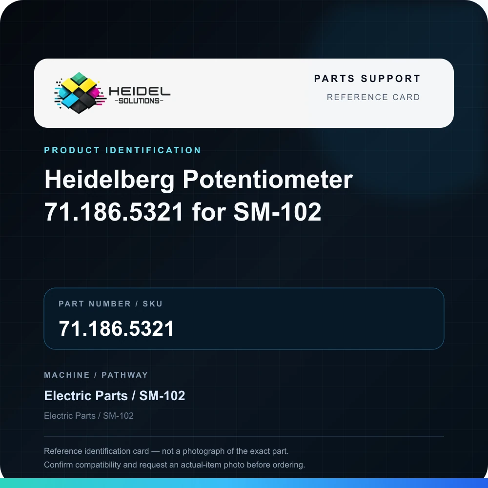 Heidel Solutions reference identification card; not an exact part photograph