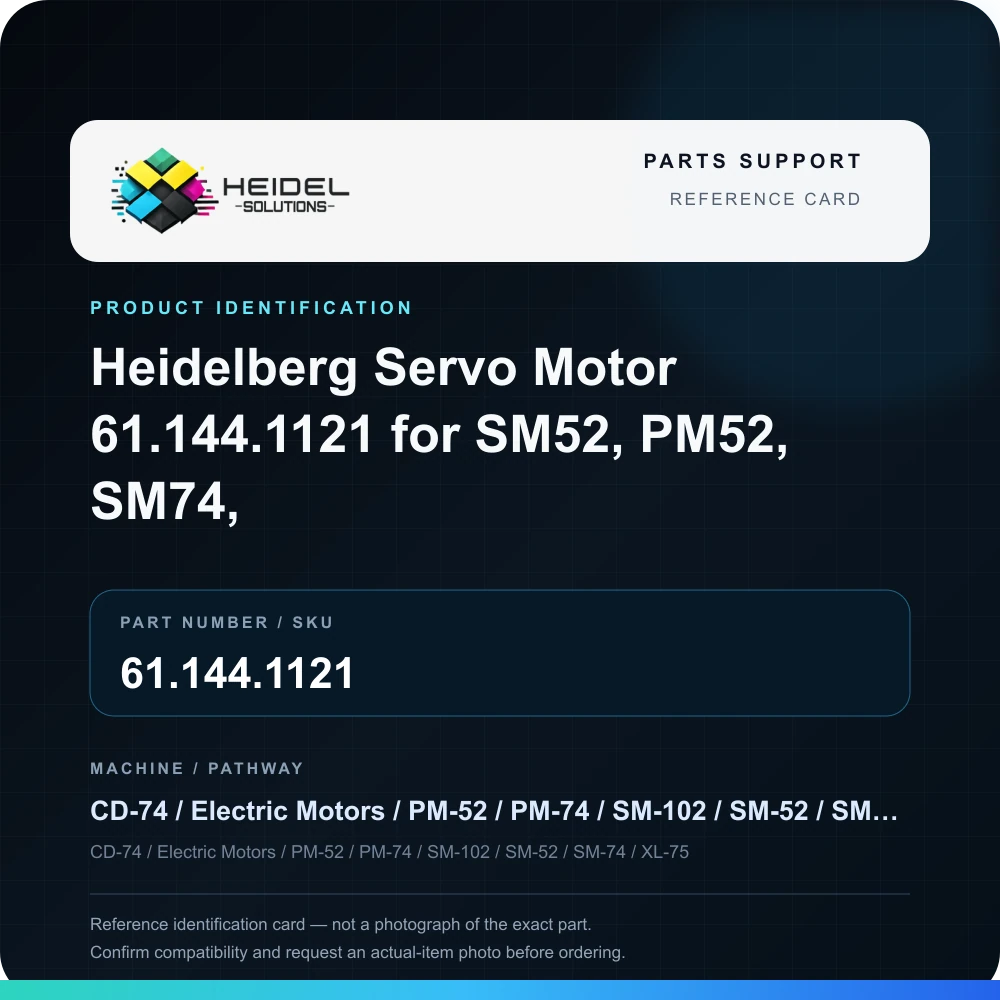 Heidel Solutions reference identification card; not an exact part photograph