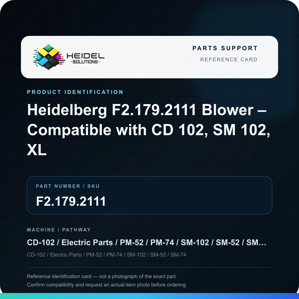 Heidel Solutions reference identification card; not an exact part photograph