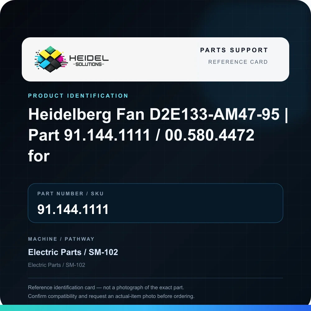 Heidel Solutions reference identification card; not an exact part photograph