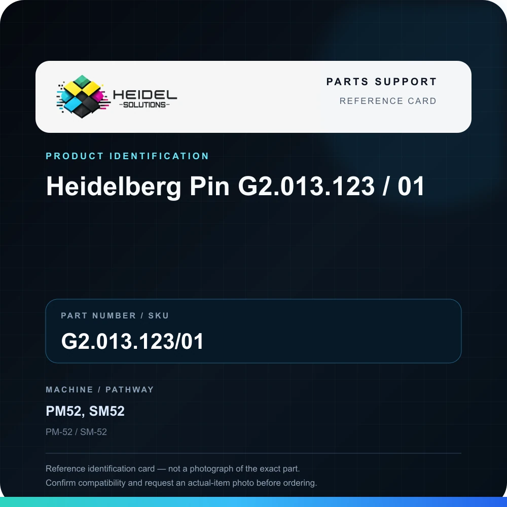 Heidel Solutions reference identification card; not an exact part photograph