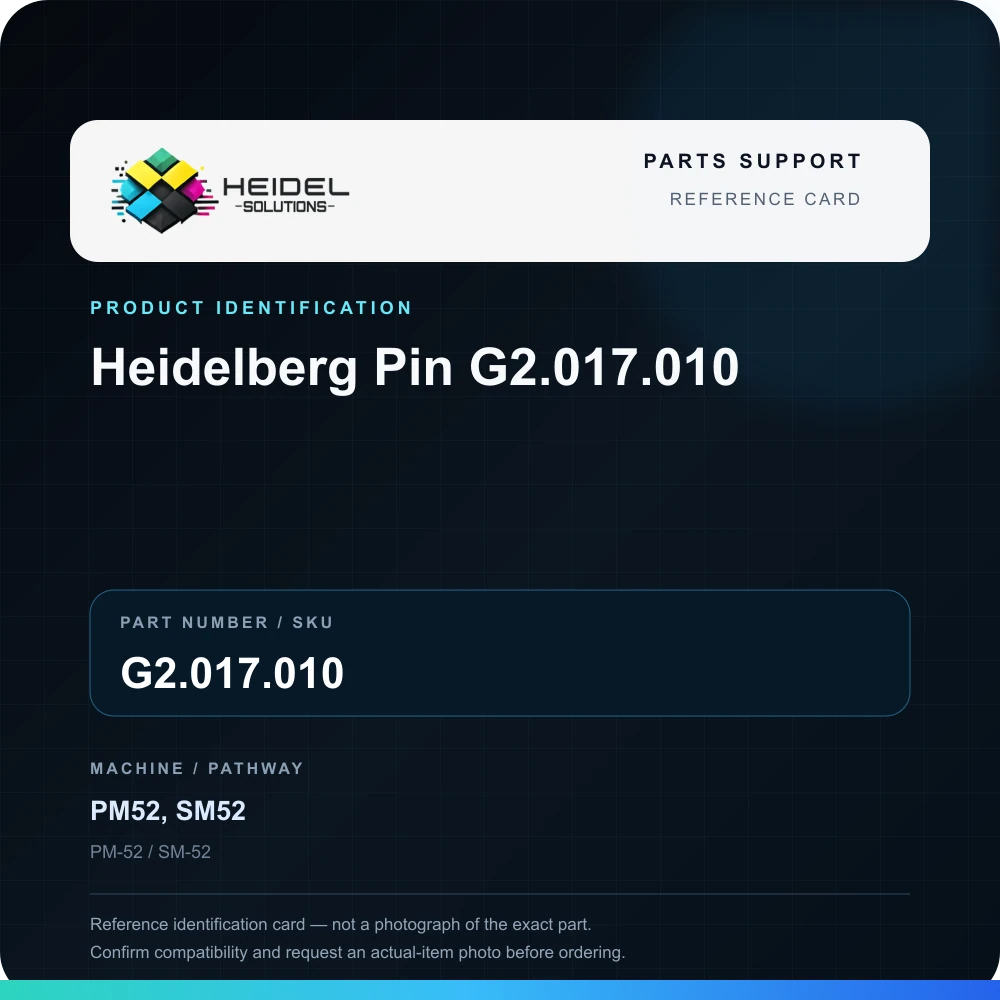 Heidel Solutions reference identification card; not an exact part photograph