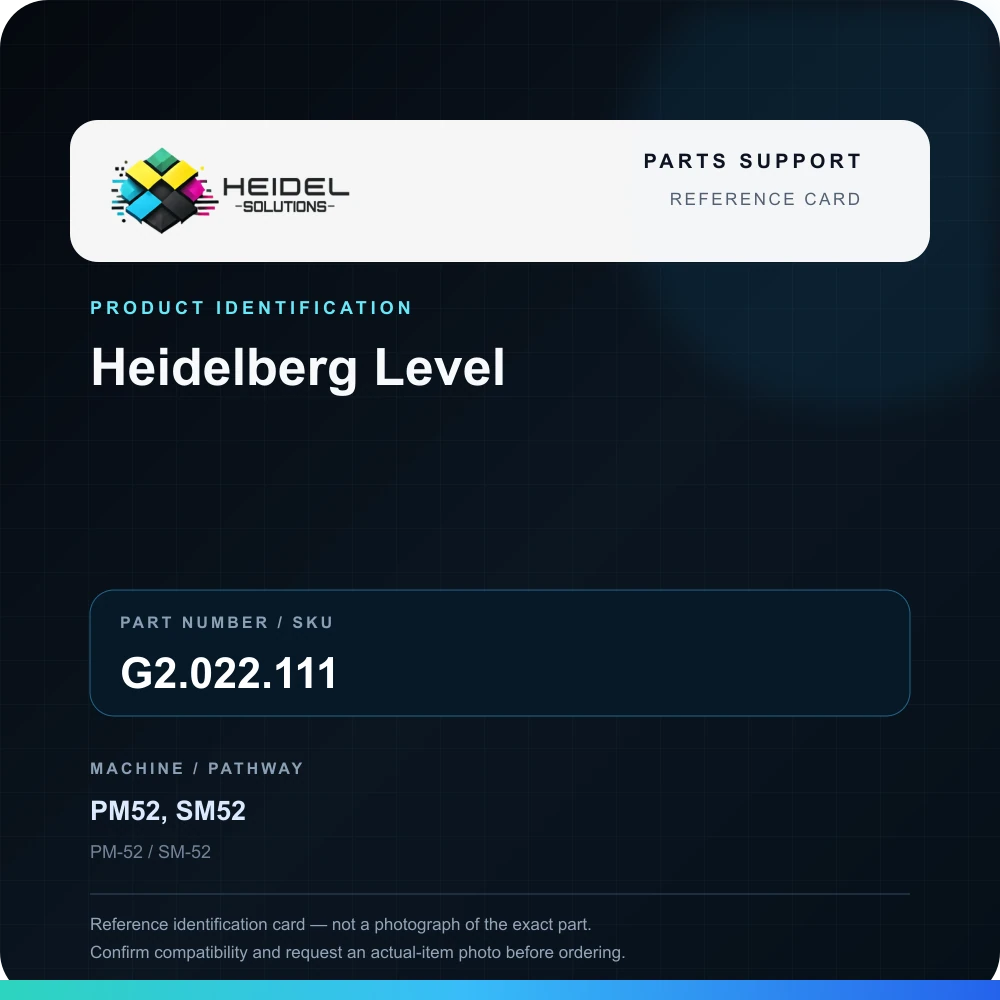 Heidel Solutions reference identification card; not an exact part photograph