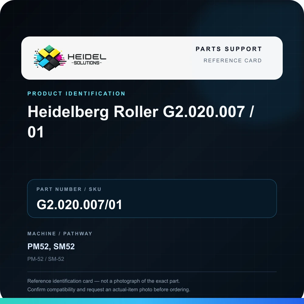 Heidel Solutions reference identification card; not an exact part photograph