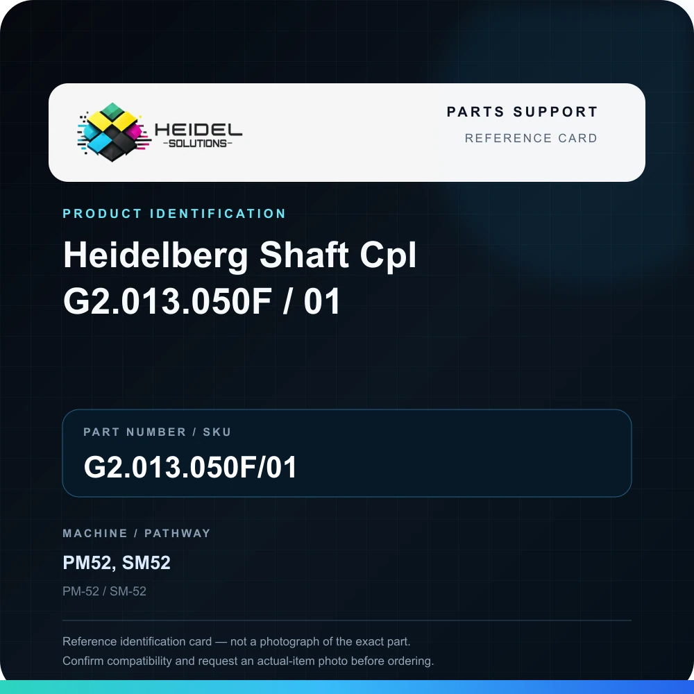 Heidel Solutions reference identification card; not an exact part photograph