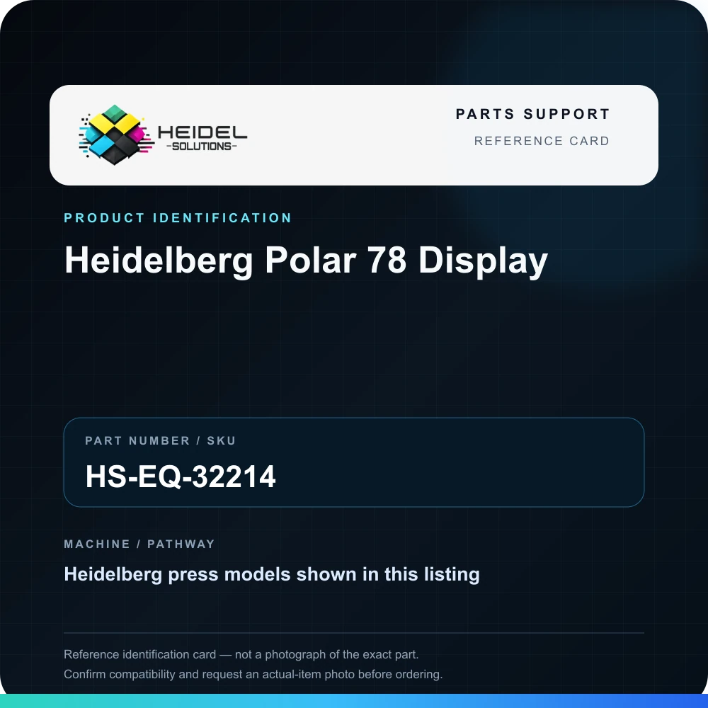 Heidel Solutions reference identification card; not an exact part photograph