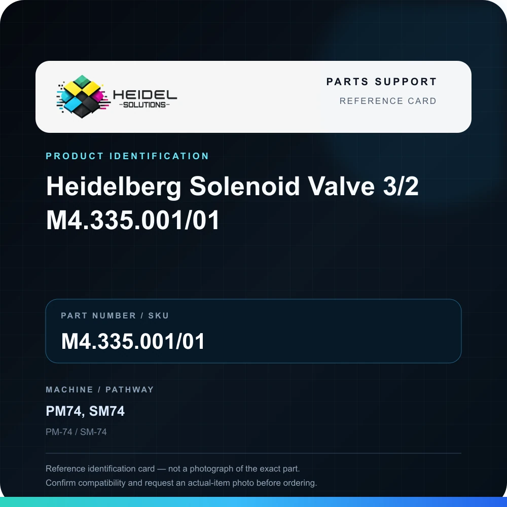 Heidel Solutions reference identification card; not an exact part photograph