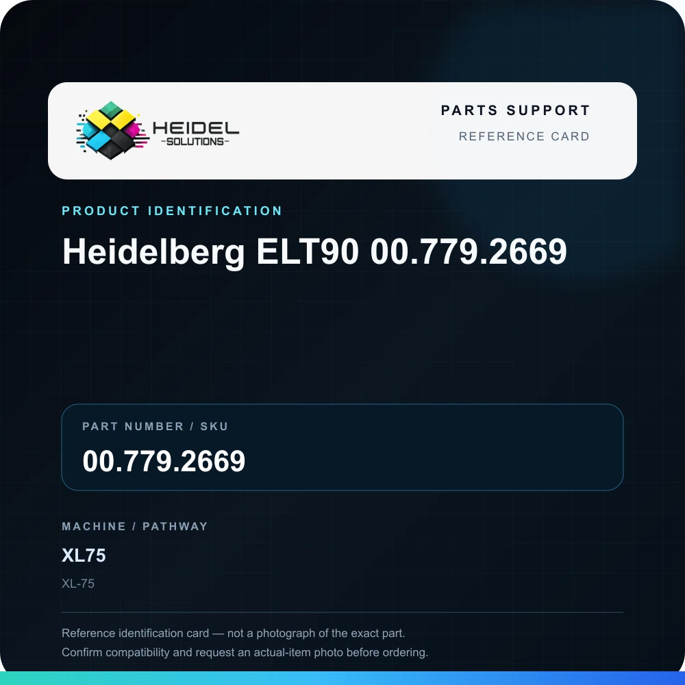 Heidel Solutions reference identification card; not an exact part photograph