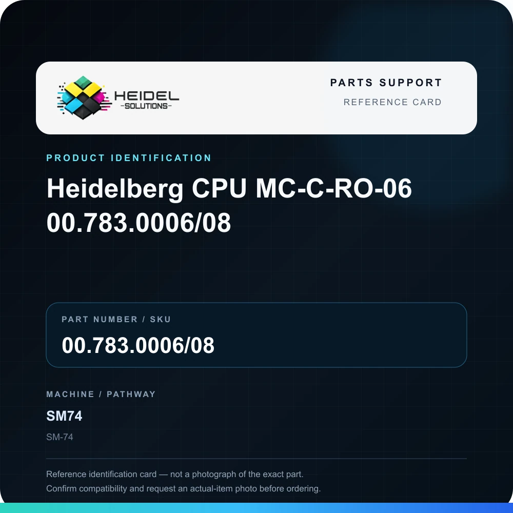 Heidel Solutions reference identification card; not an exact part photograph