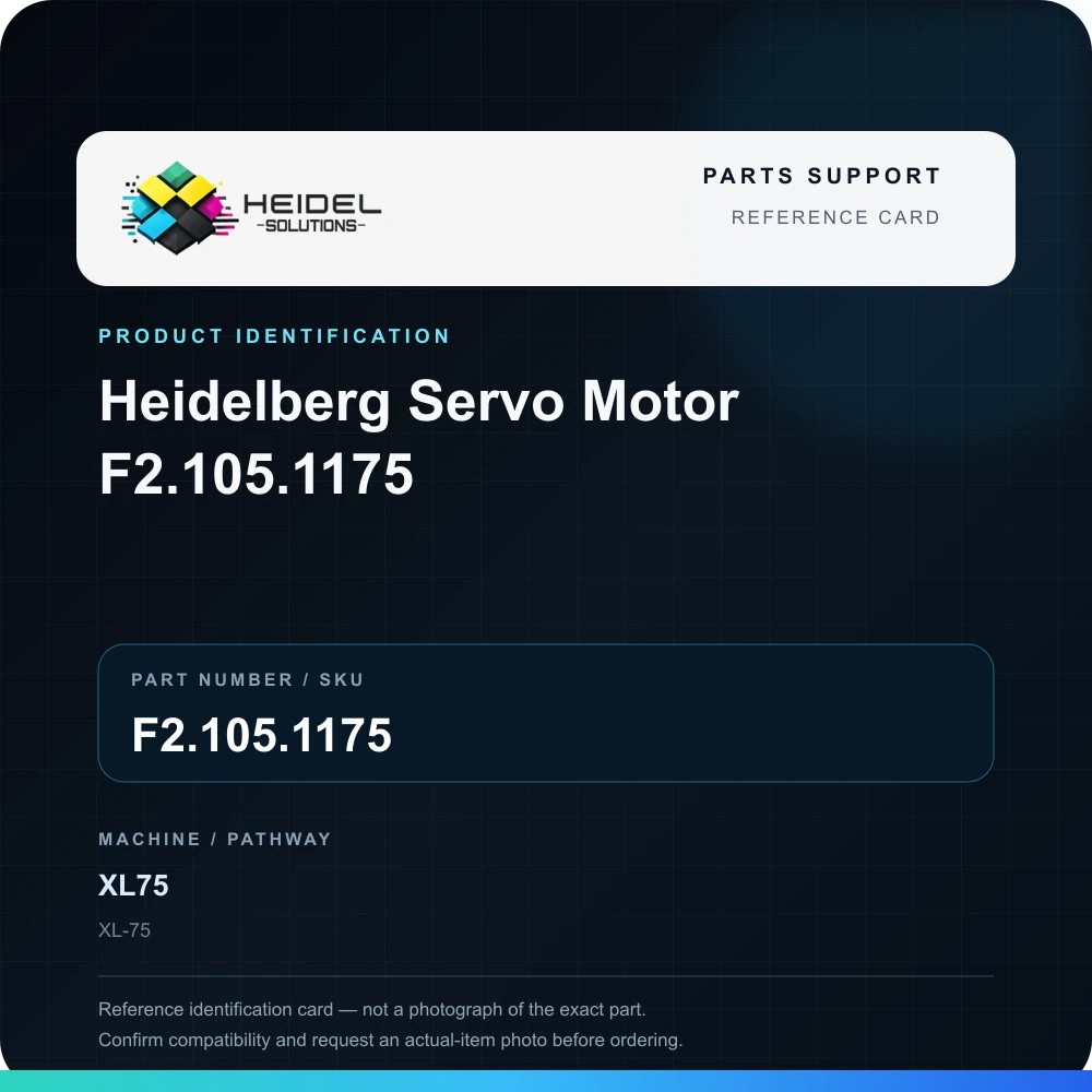 Heidel Solutions reference identification card; not an exact part photograph