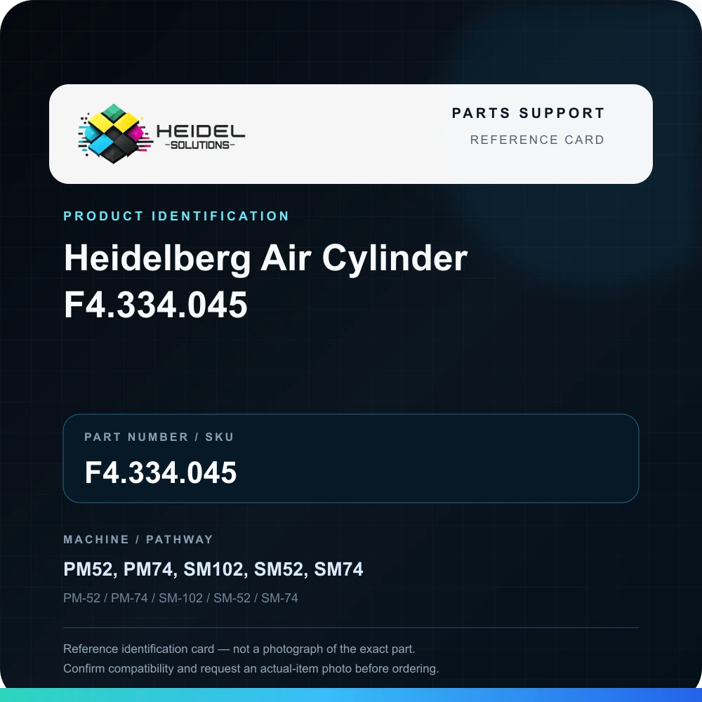 Heidel Solutions reference identification card; not an exact part photograph