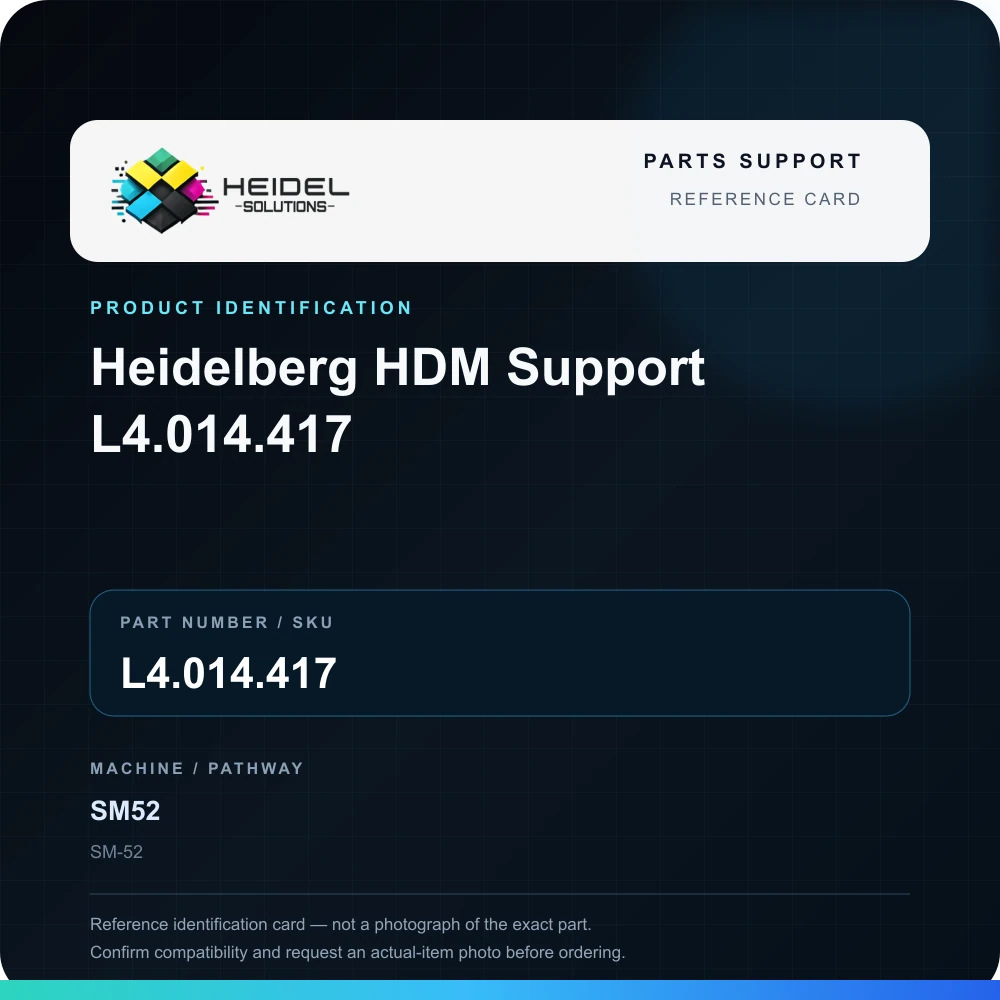 Heidel Solutions reference identification card; not an exact part photograph