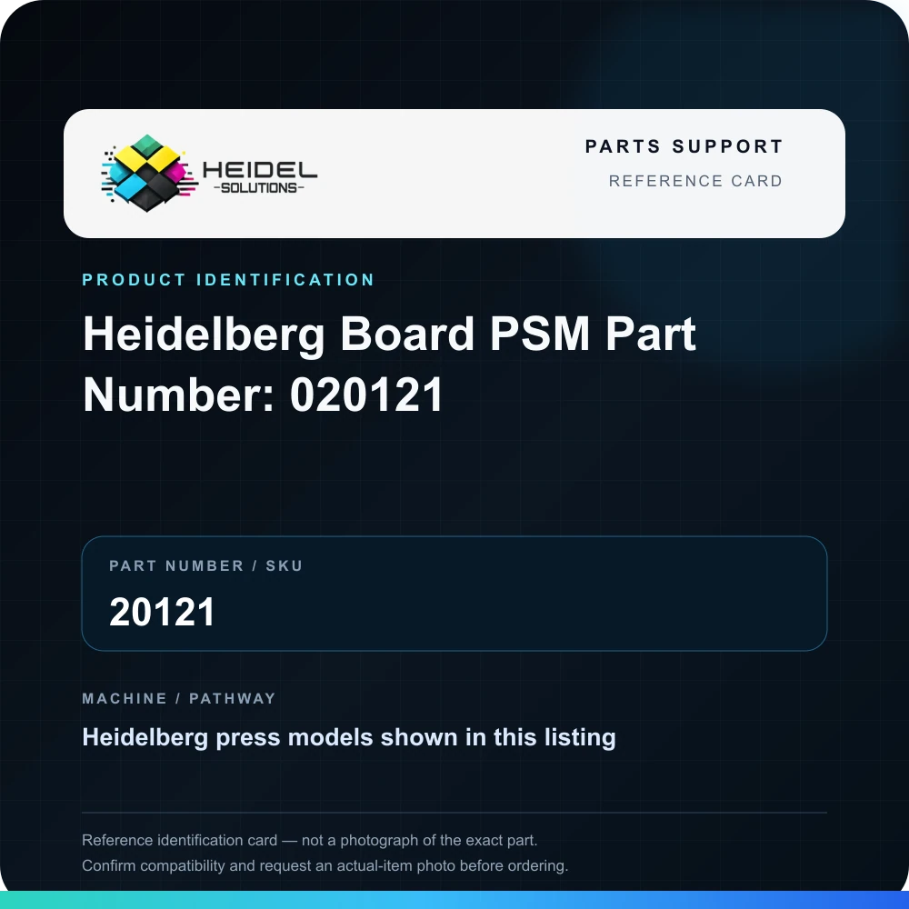 Heidel Solutions reference identification card; not an exact part photograph
