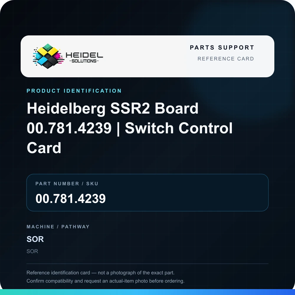 Heidel Solutions reference identification card; not an exact part photograph