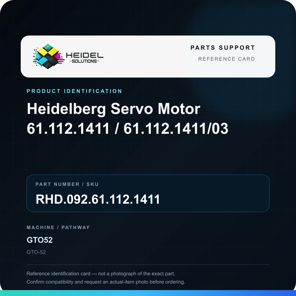 Heidel Solutions reference identification card; not an exact part photograph