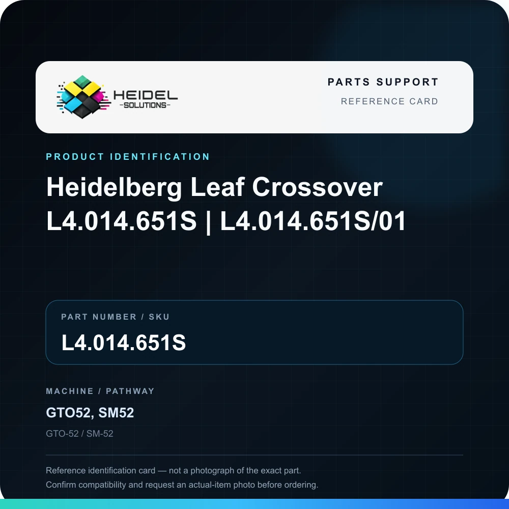 Heidel Solutions reference identification card; not an exact part photograph
