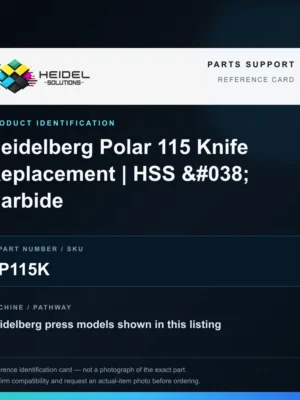 Heidel Solutions reference identification card; not an exact part photograph
