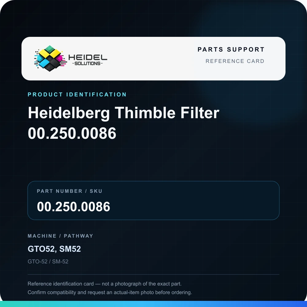 Heidel Solutions reference identification card; not an exact part photograph